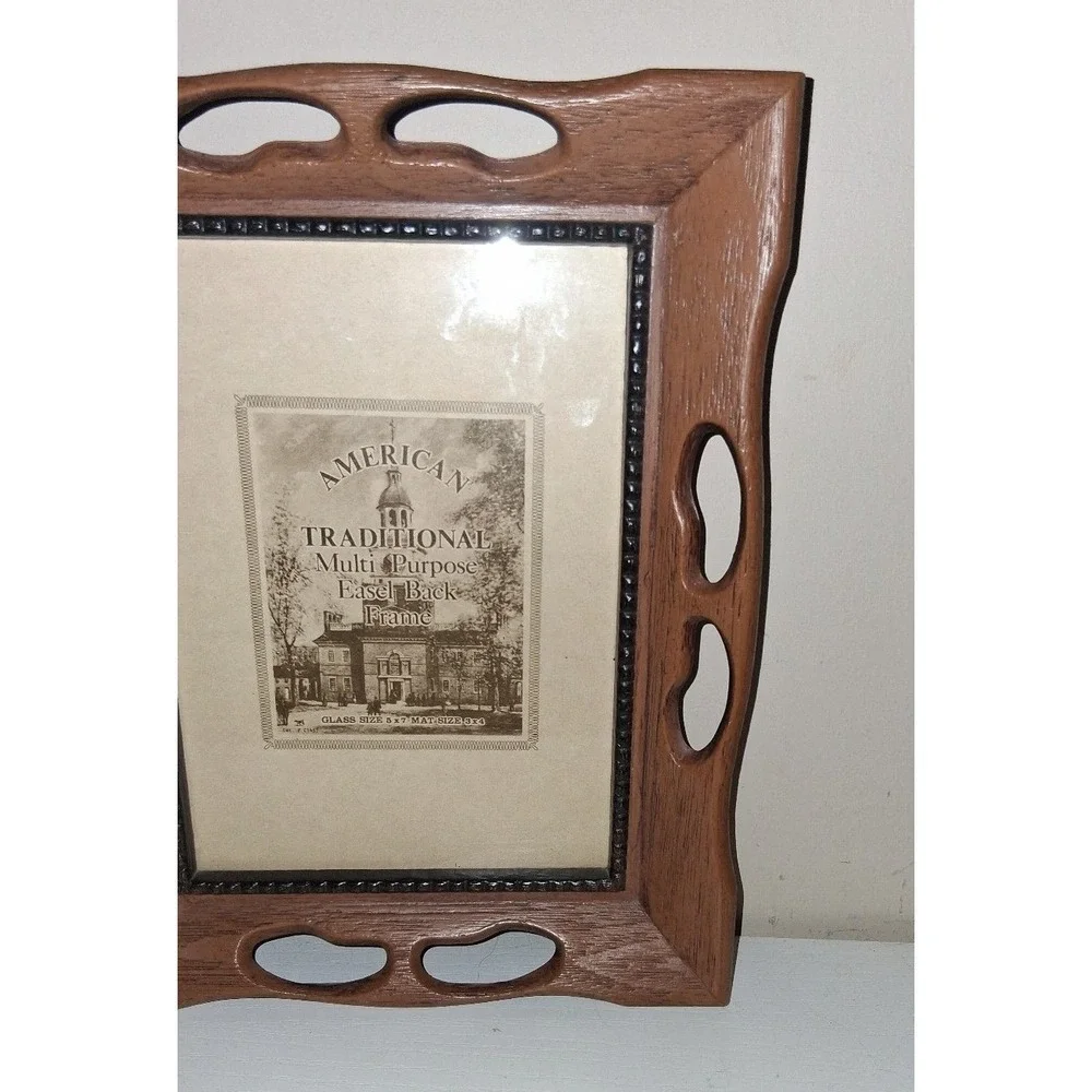 Vintage Picture Autry 48150 Faux Wood Picture Frame 5x7 Easel Back Retro